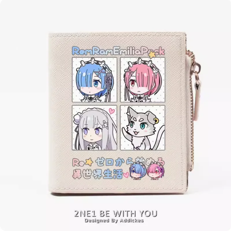

Re:Life in a different world from zero Rem Ram Anime Fashion Wallet PU Purse Card Coin Zipper Money Bag Cosplay Gift B492
