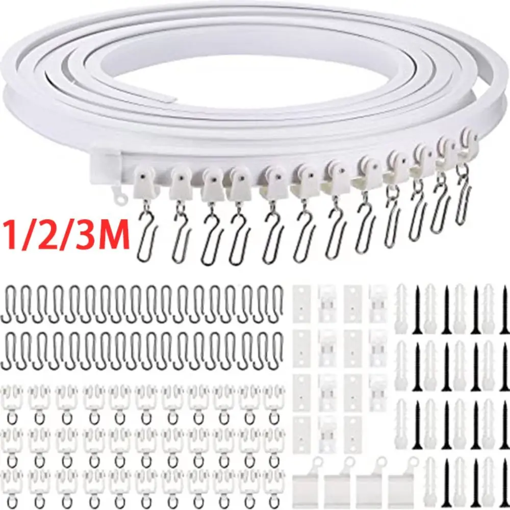 Curtain Rail White Modern Style Visible Track Nano Silencer Curtains Accessories Plastic Bendable Curtain Track