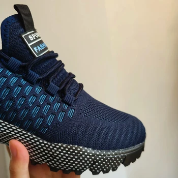 حذاء جري رجالي أزرق صيفي مريح يسمح بمرور الهواء، حذاء تنس كاجوال خفيف الوزن للجنسين، حذاء رياضي أنيق غير قابل للانزلاق 4