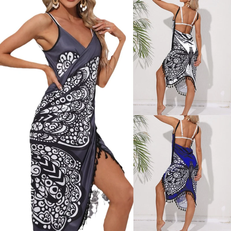 Women’s Butterfly Print Bikini Cover-Up – Sexy Summer Tunic, Bath Sarong Wrap Skirt, Elegant Swimsuit Beachwear Safety Accessories Scarves & sarongs