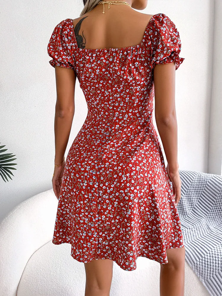 knee length dresses for ladies African Ladies Dresses Elegant Wrist High Waist V Neck Vintage Working –  Acapparelstore main image 1