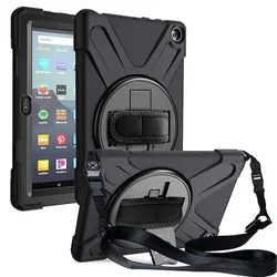 Durable Multi - Generation Armor Case with 2 - in - 1 Hybrid Design for Fire HD8 2022 12th (Black)