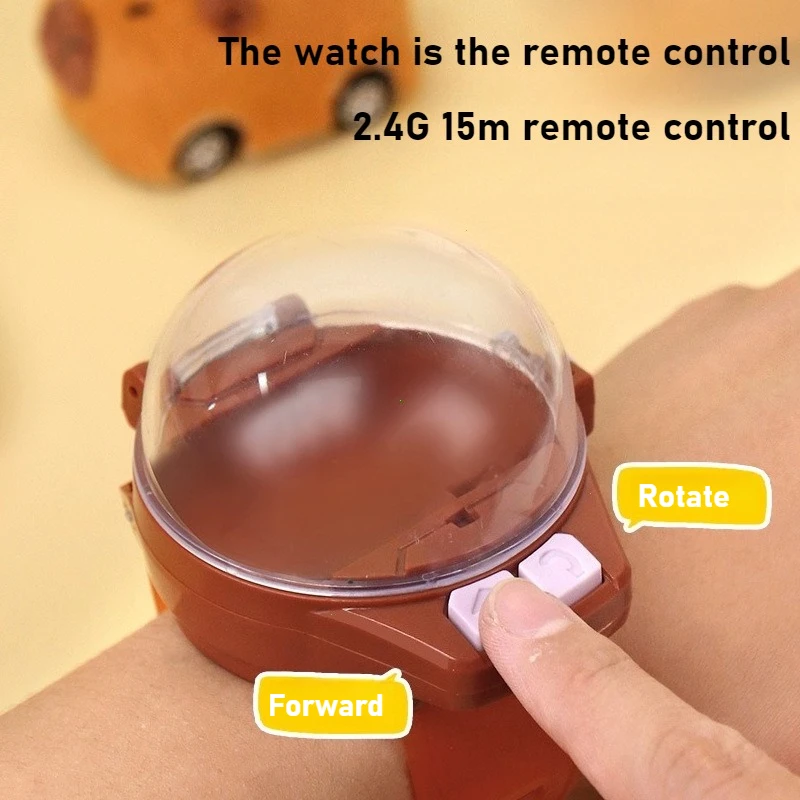 Rabbit Capybara Remote Control Car Watch Toys with Light 2.4G Racing Car Wrist Toy for Kids RC Small Car Interactive Games Toys