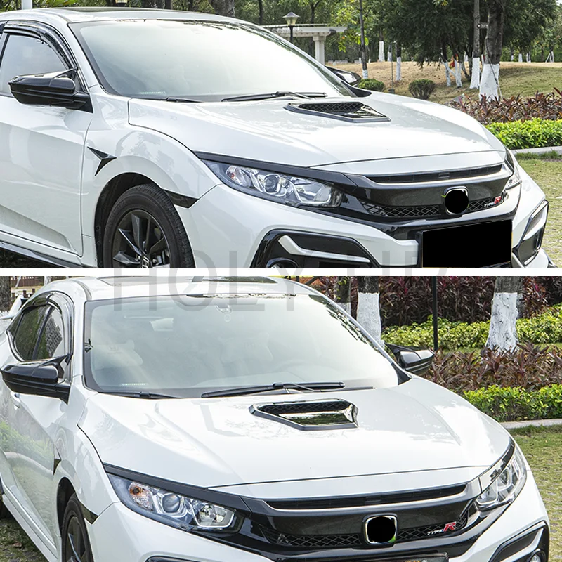 Car modification exterior decoration hood decoration ventilation panel, ABS carbon fiber, black  Exterior Parts Bug Shields - 5