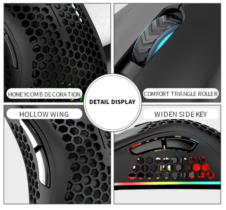 BM600 Oplaadbare USB 2.4G Draadloze RGB Licht Honingraat Gaming Muis Desktop PC Computers Notebook Laptop_voghion.com
