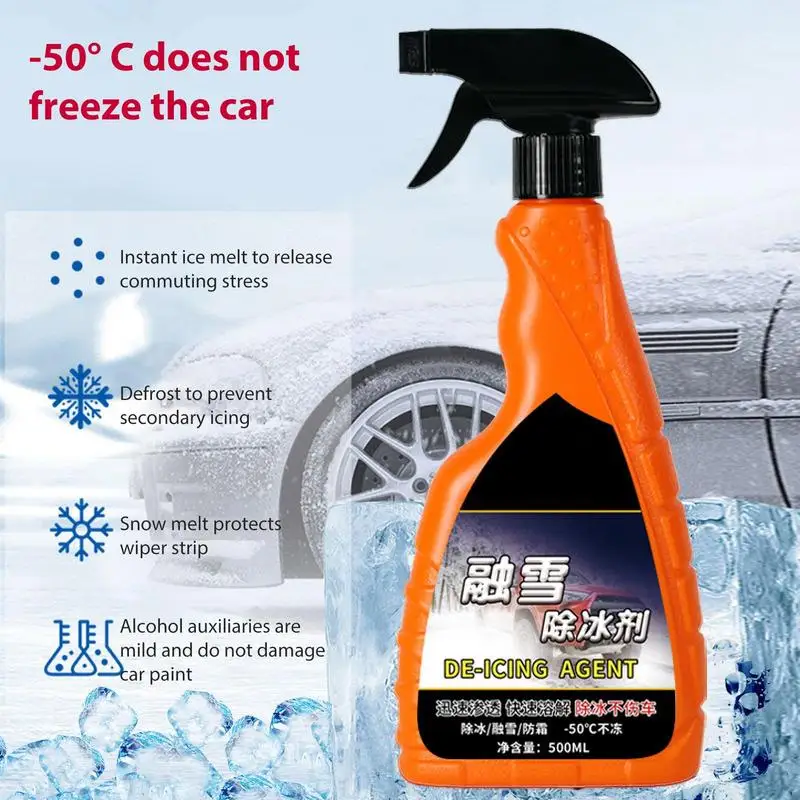 

500ml Windshield De-Icer Snow Melting Defrost Spray Car Deicer Spray Agent Trigger Spray Car Glass Deicer Ice Melting Spray