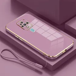 Luxury Square Plating ShockProof Soft Silicone Back Cover s - Tecno Camon 16 (Gs6D purple)
