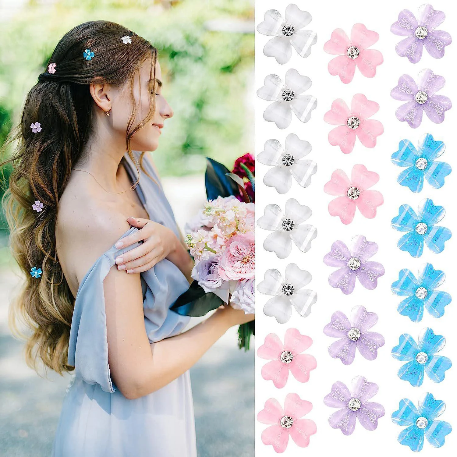 

New Women Summer Crystal Flower Hair Claws Clips Sweet Hair Clips Hairpins Girls Mini Hair Crab Clamp Barrettes Hair Accessories