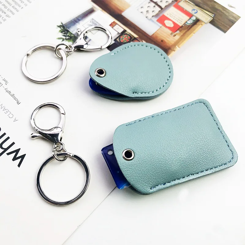 Leather Keychain Doorlock Key Ring Access Card Bag Induction Waterproof ID Card Case Key Tag Protective Case Key Tag Ring 6