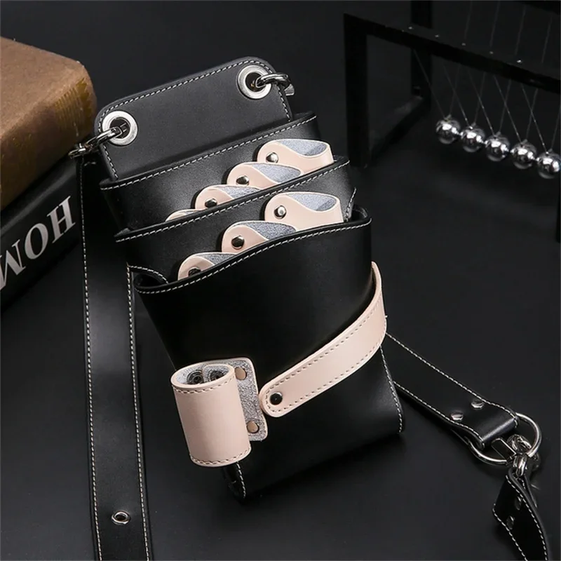 Cowskin Hair Scissors Bag Comb Case Waist Pack Messenger Bag Pouch Holder Barber Salon Hair Cutting Professional Scissor Cases