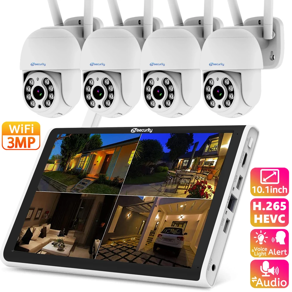 3MP WiFi PTZ Security Camera System 8CH NVR Kit with Screen