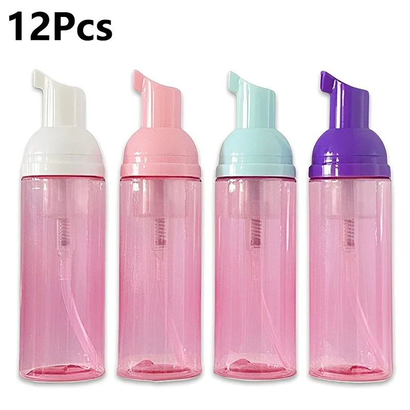 12Pcs 60ml Plastic Clear Foam Bottle Pink Empty Soap Mousse Bottle Refillable Hand Sanitizer Lotion Pump Bottle Travel Essential крем для рук farmstay pink flower blooming hand cream pink rose