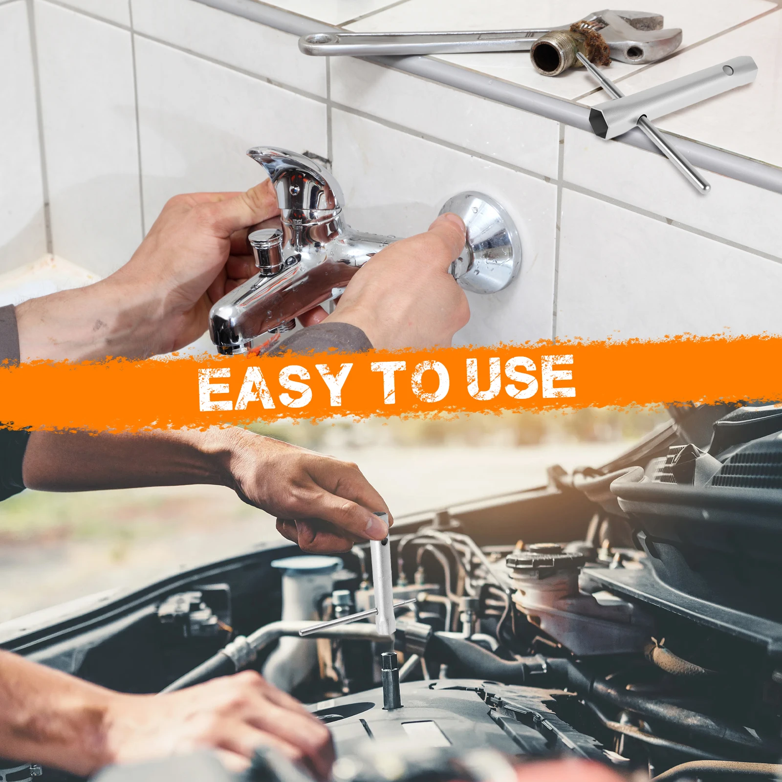 9/10 Pcs Shower Valve Socket Wrench Set Carbon Steel Plumber Socket Wrench Double-Ended Tubular Spanner Set Spark Plug Removal