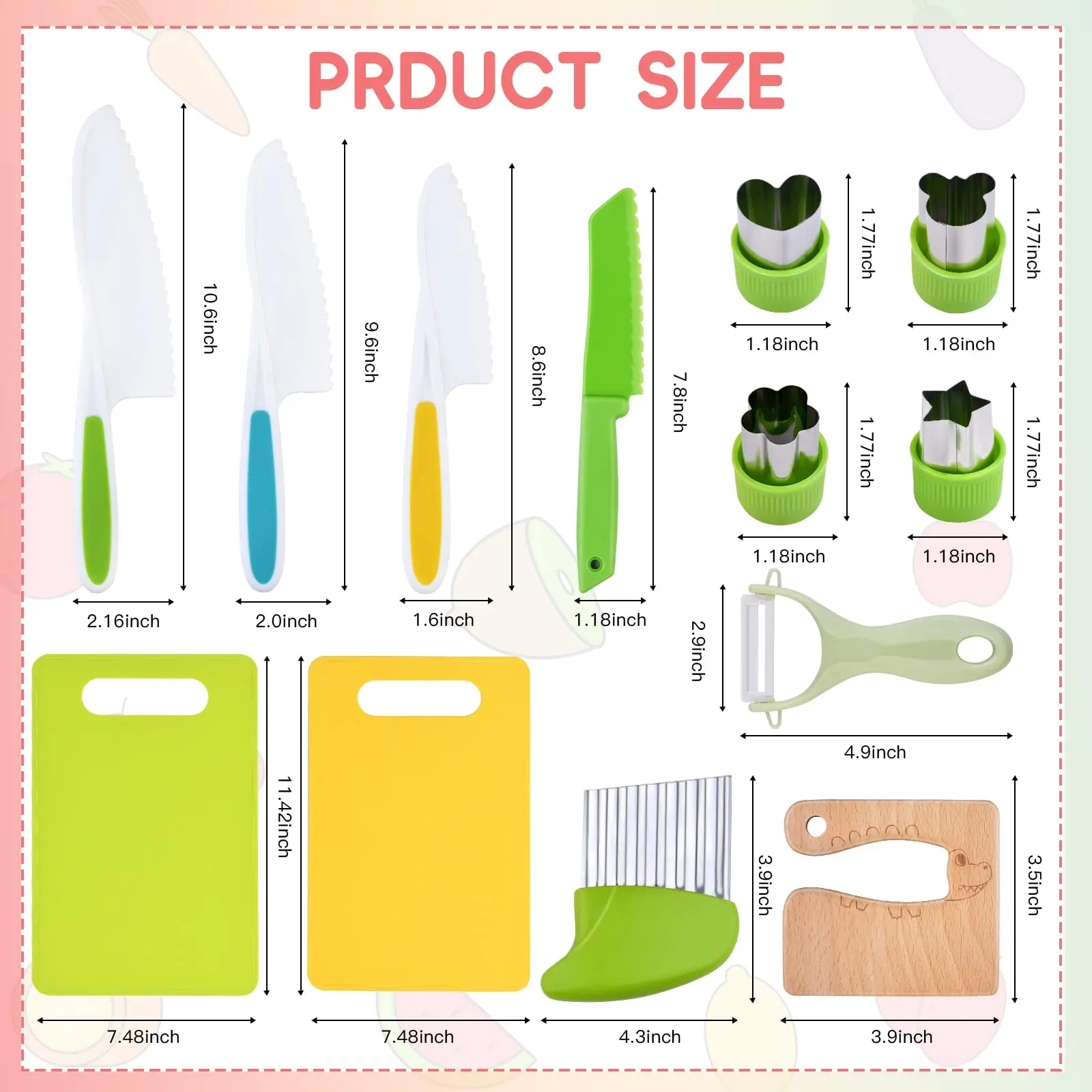 13Pcs Montessori Kitchen Tools Set Cookware Baking Toy Kids Safe Knifes With Cutting Board for Toddlers Real Cooking Accessories 2