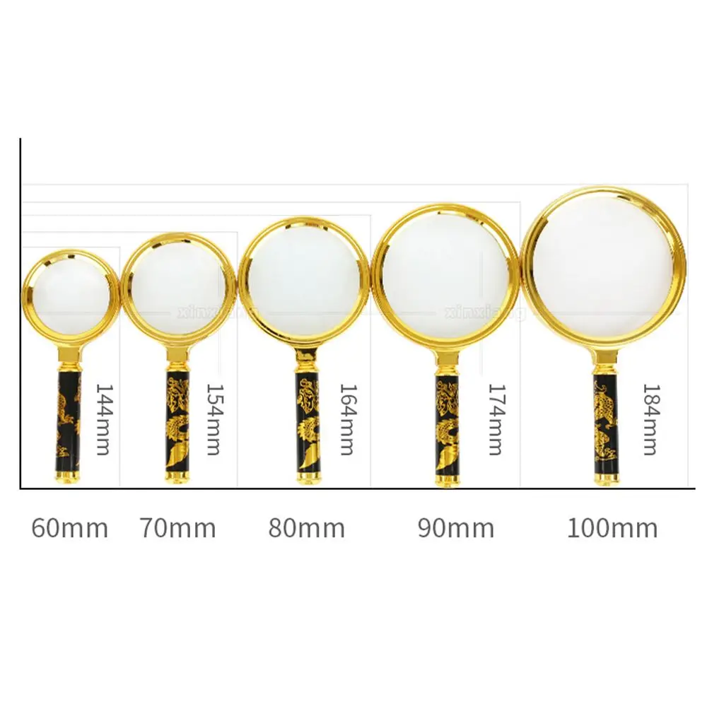 Description Picture 3 of item10X Magnifying Glass Golden Dragon Handle Magnifier Mini Pocket Handheld Microscope Reading Jewelry Loupe Magnifiers