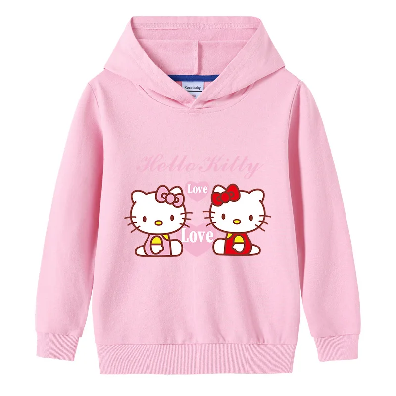 thumbnail image 1 of Hello Kitty nueva primavera otoño suéter con capucha de algodón para niños niñas moda pulóver Tops niños bebé Casual sudaderas deportivas, 1 of 4