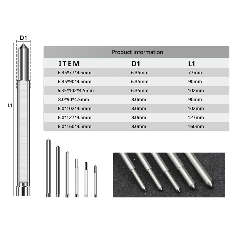 XUCHUAN TCT/HSS Annular Cutter 파일럿 핀 6.35mm 8mm Shank 77/90/102/127/160mm 긴 파일럿 핀 강판 드릴 액세서리