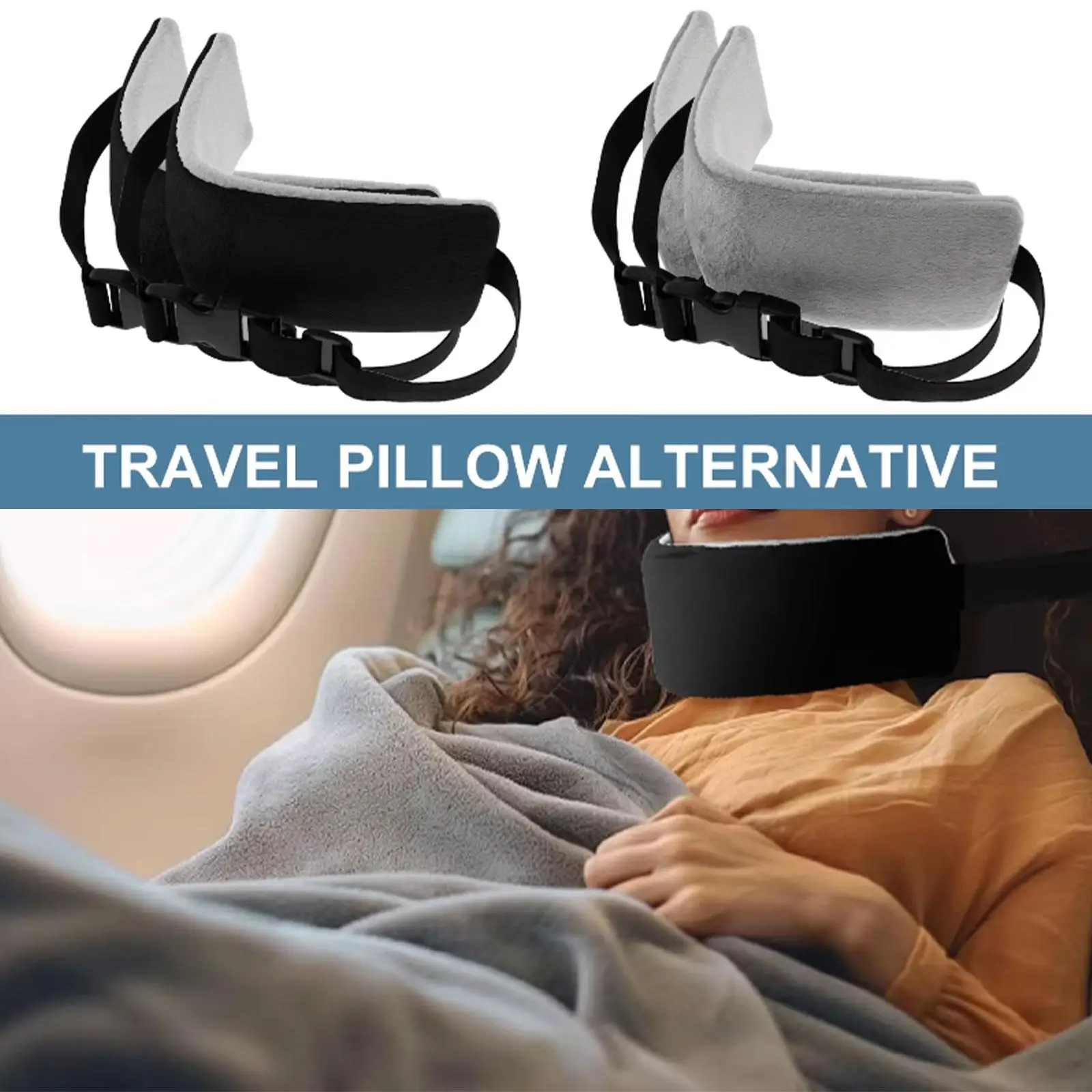 2Pcs/Set Travel Pillow Neck Support Alternative Adjustable Head Support Strap Portable Soft Head Pillow for Airplanes Car Seat 1