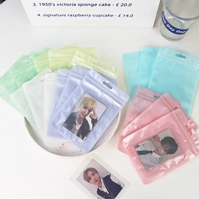 

10pcs/pack Plastic Storage Bag Candy Color Kpop Toploader Card Idol Photocard Holder Protective Case Photo Sleeve Stationery