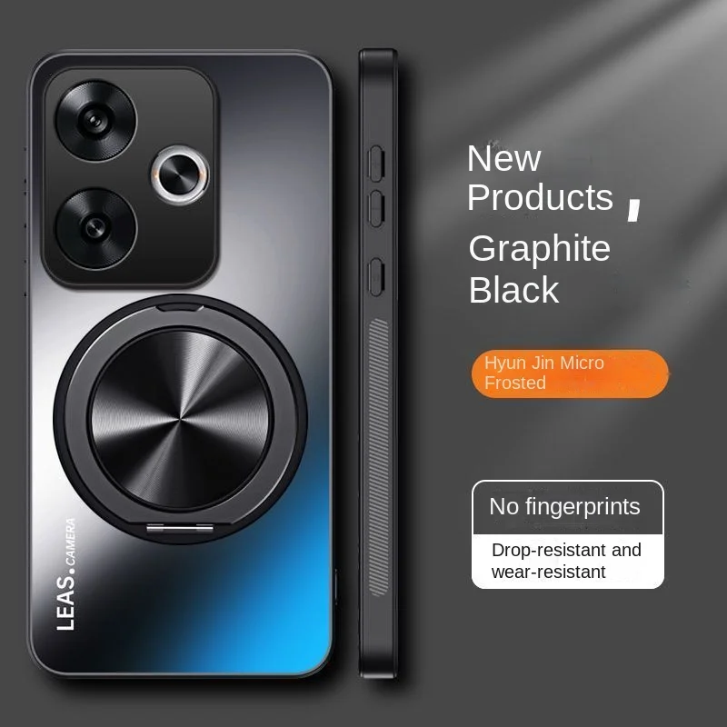 Matte Magnetic Protective Back Cover with Ring Stand