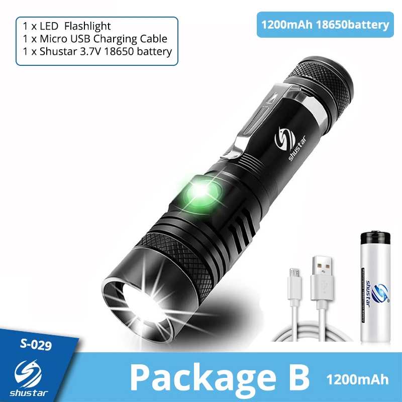 Ultra Bright LED Flashlight With XP-L V6 LED lamp beads Waterproof Torch Zoomable 4 lighting modes Multi-function USB charging best cheap flashlights Flashlights