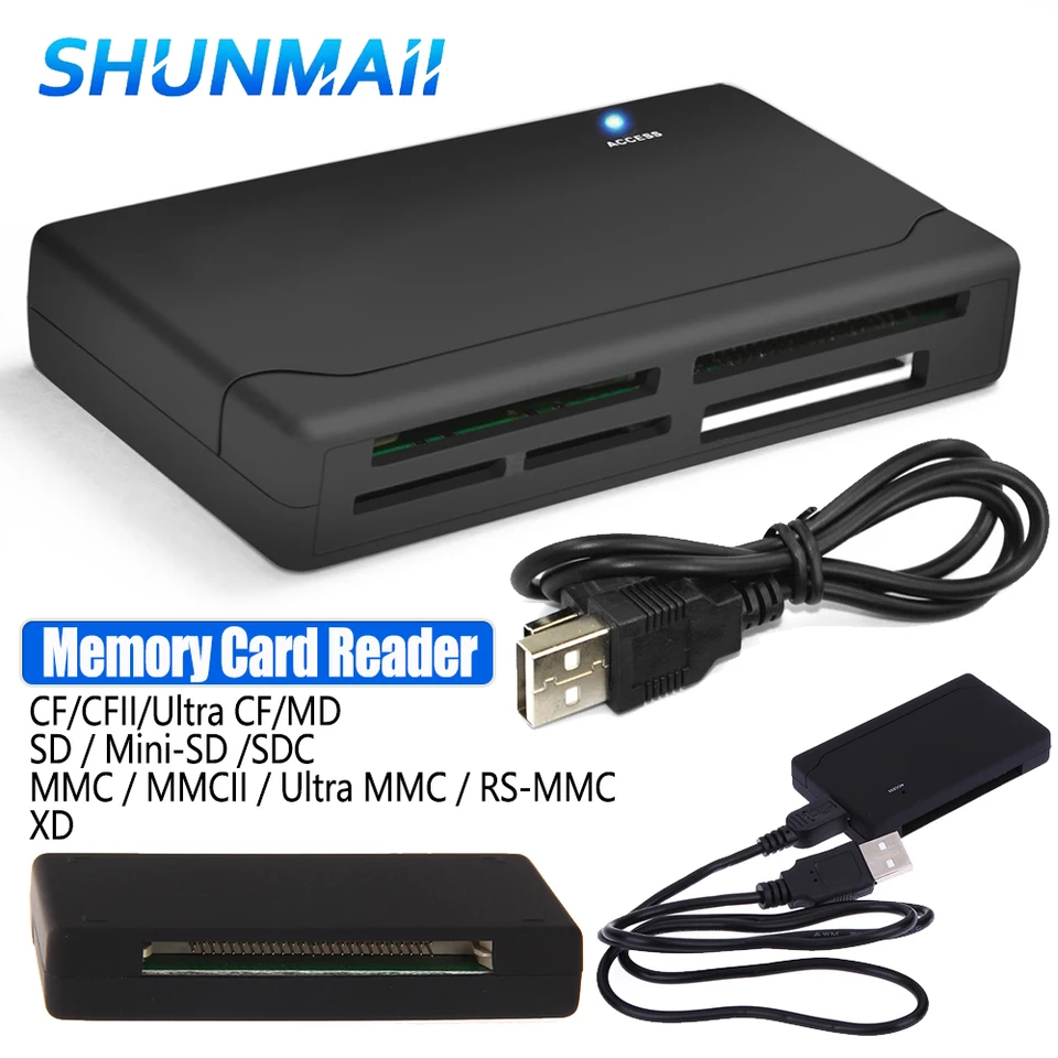 Black All in One USB Memory Card Reader