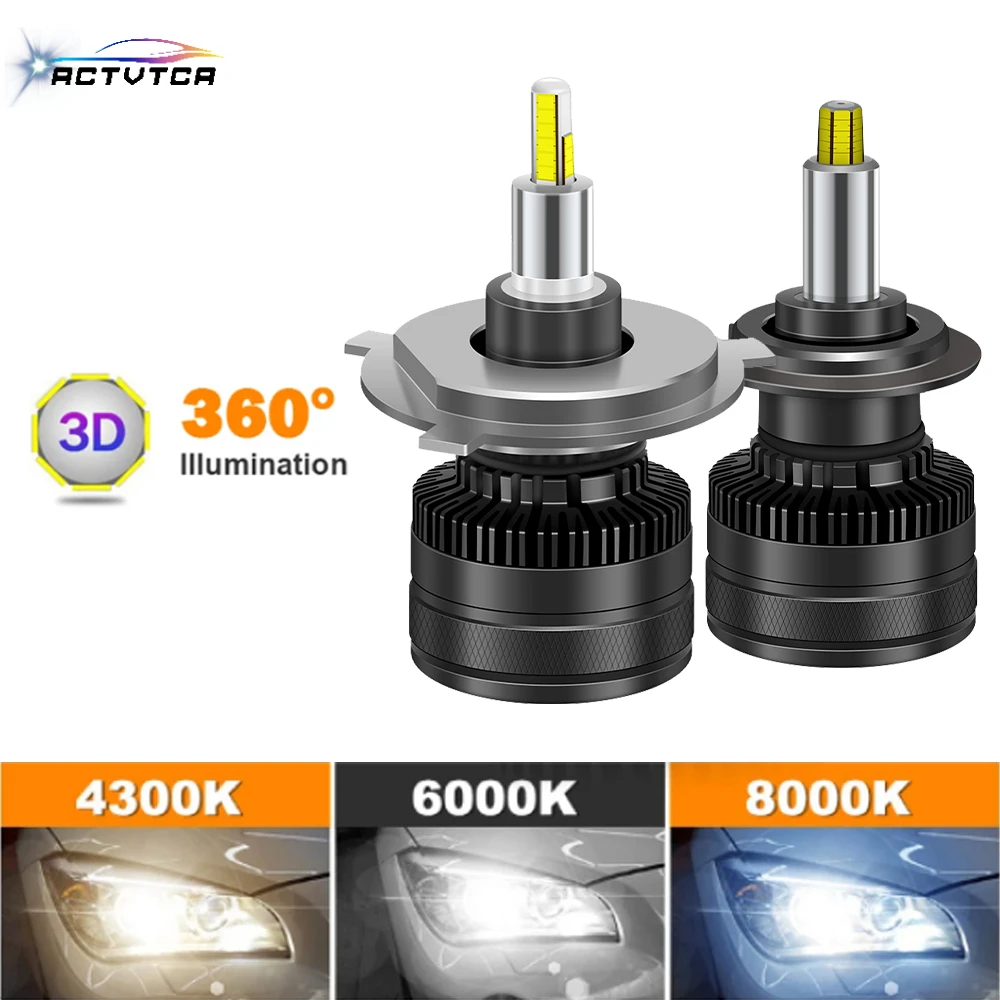 

ACTVTCA H7 H11 H4 LED Headlights 120W 360 Canbus H1 HB3 9005 4300K 6000K 8000K H8 HB4 9006 H9 9012 HIR2 Turbo Lamps Fog Lights