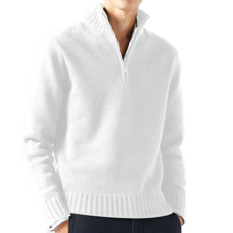New Autum/Winter Men Turtlenecks Half Zipper Sweaters Knitwear Pullovers Solid Color Long Sleeved Male Casual Warm Tops