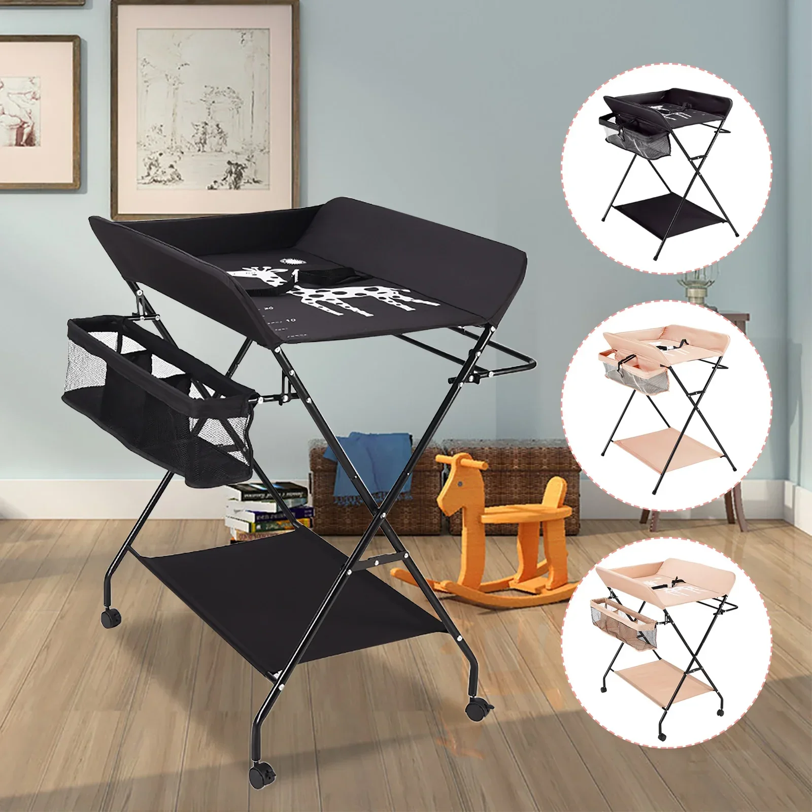 Baby Infant Changing Table Folding Diaper Station Nursery Organizer W/ Storage
