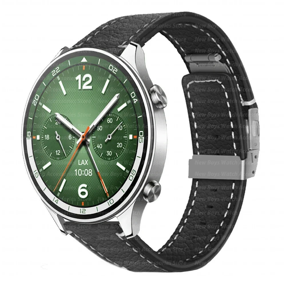 Premium Leather Strap for Men's Smart Watches, 22mm Bracelet