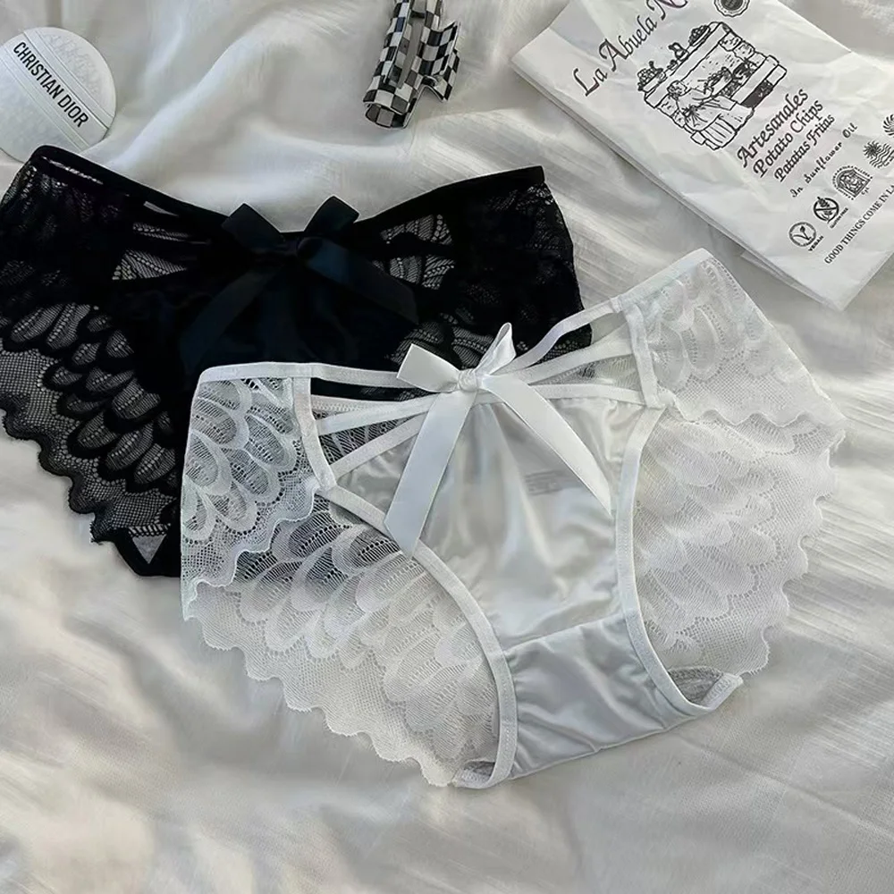 المرأة سراويل المرأة سراويل داخلية نسائية من الدانتيل القطن مجمعة منتصف منخفضة الارتفاع تنفس مثلث الملابس الداخلية مثير تصميم نقي مع الدانتيل الخصر