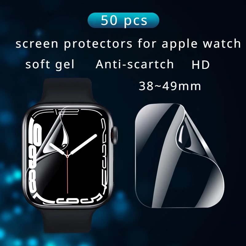 

50 шт., прозрачные защитные пленки для Apple Watch 4/5/6/7/8/9