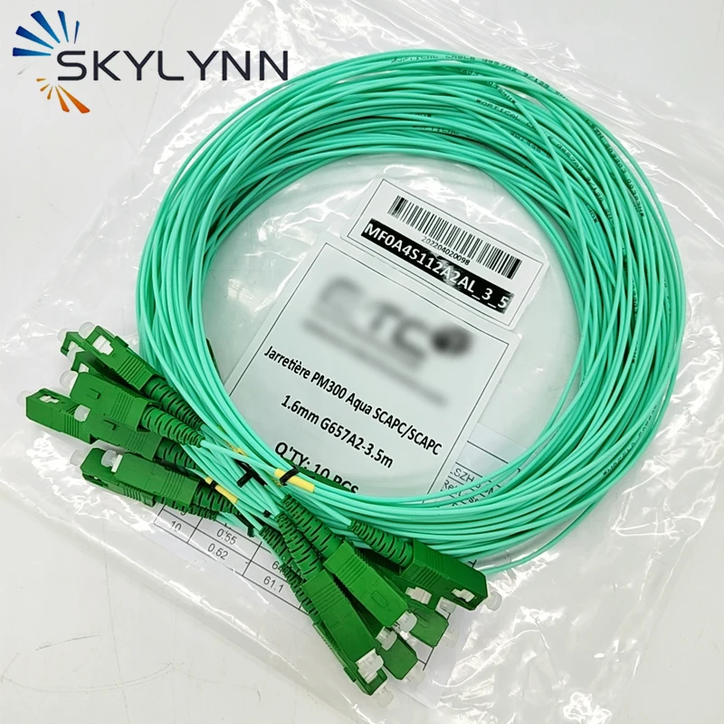 FTTH Jarretiere 1.6mm 3.5m Aqua G657A2 Fibra Optica Patch Cable Green Jumper SC Simplex SM SX SCAPC Optical Fiber Patch Cord fiber optic cable fiber optical pigtail