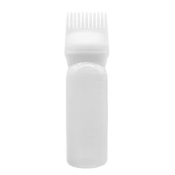 Multicolor Salon Hair Applicator Bottle with Dyeing Comb - Professional Hairdressing and Coloring Tool (White)