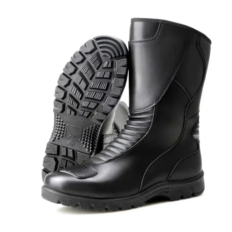 Motorcycle Boots Men Classic Motocross Reinforced Heel Toe Counter Waterproof Tall Touring
