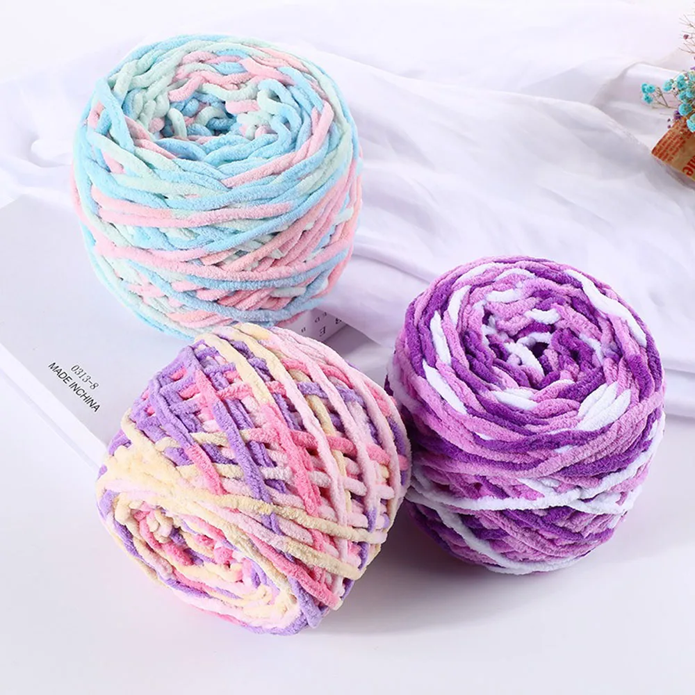 Rainbow Snow Velvet Yarn Knitting Thick Crochet Threads For DIY Knitted Vest Winter Shirt Glove Hand-knitting Craft By 40 Meters