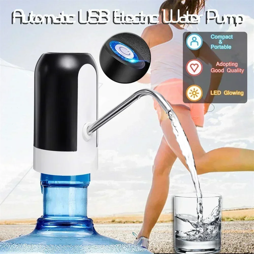 Portable Water Dispenser Electric Pump Usb Charge Water Pump For 5 Gallon Bottle With Extension Hose Barreled Tools