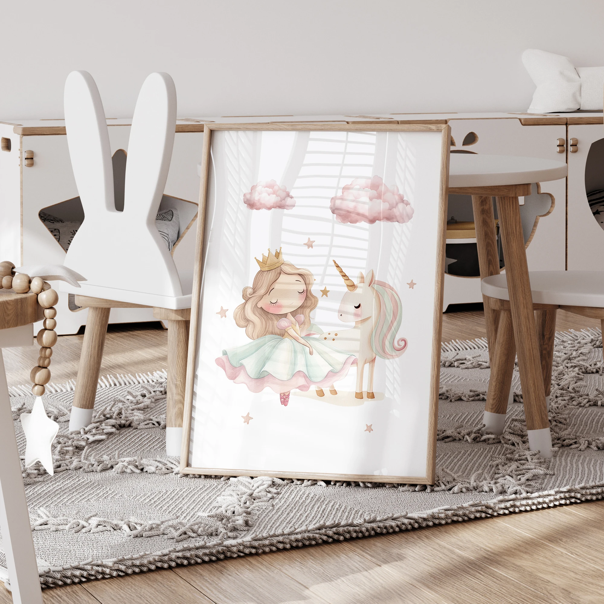 3pcs Personalized Custom Name Cartoon Child Unicorn Wall Art Print Picture Canvas Poster Painting For Living Room Home Decor 4