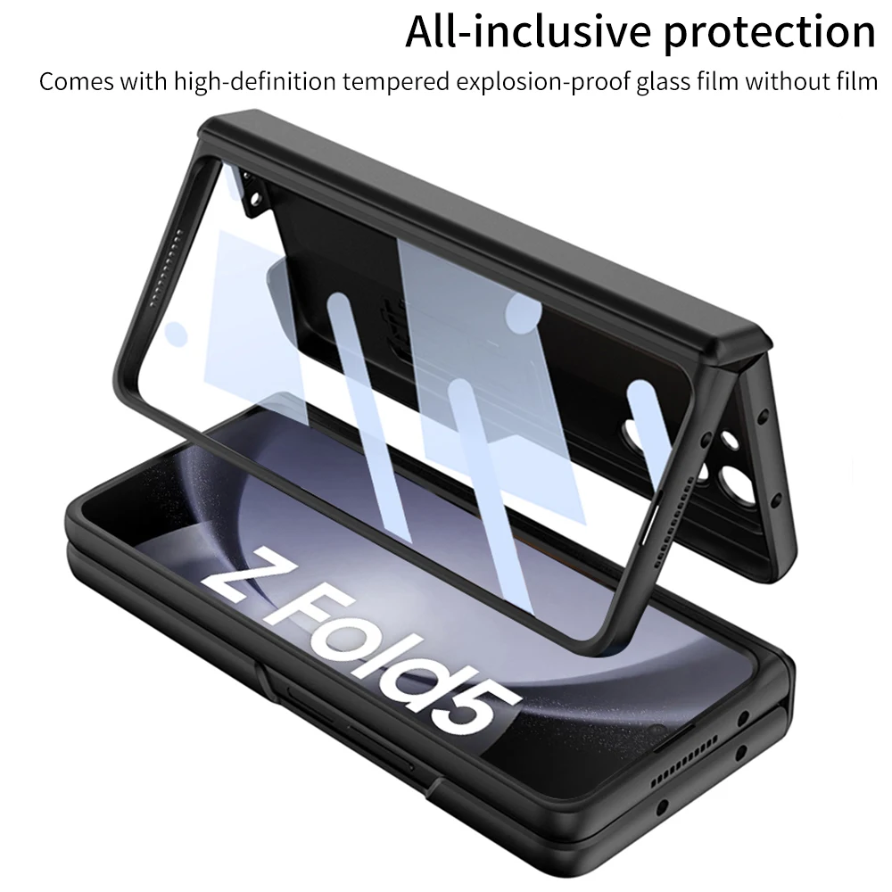 Magnetic Hinge Case for Samsung Galaxy Z Fold5 Fold4 Fold3 Shockproof Armor Case Screen Film Stand Hard Cover for Z Fold 3 4 5