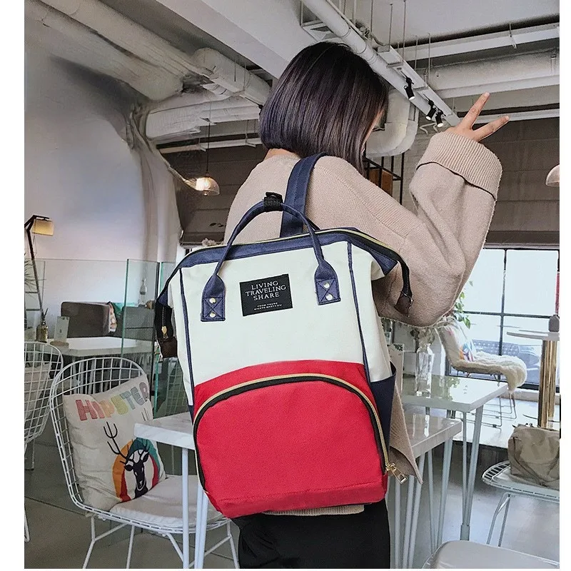 

Mommy Bag New Fashion Milk Storage Handheld Canvas Color Matching Backpack Women Baby Mom Bottle Bag Large Capacity