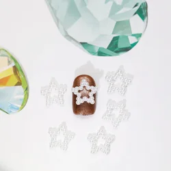 Elegant Pearl Heart Nail Art Charms Set - 50 Pieces 3D Decorative Beads and Rhinestones (12 white star)