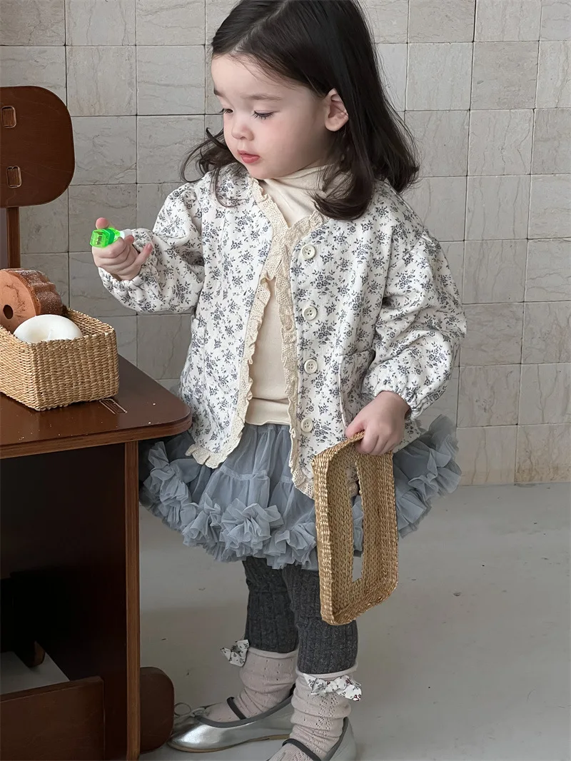 Autumn New Baby Long Sleeve Coat Infant Girl Floral Cardigan Cotton Toddler Princess Jacket Kids Girls Clothes