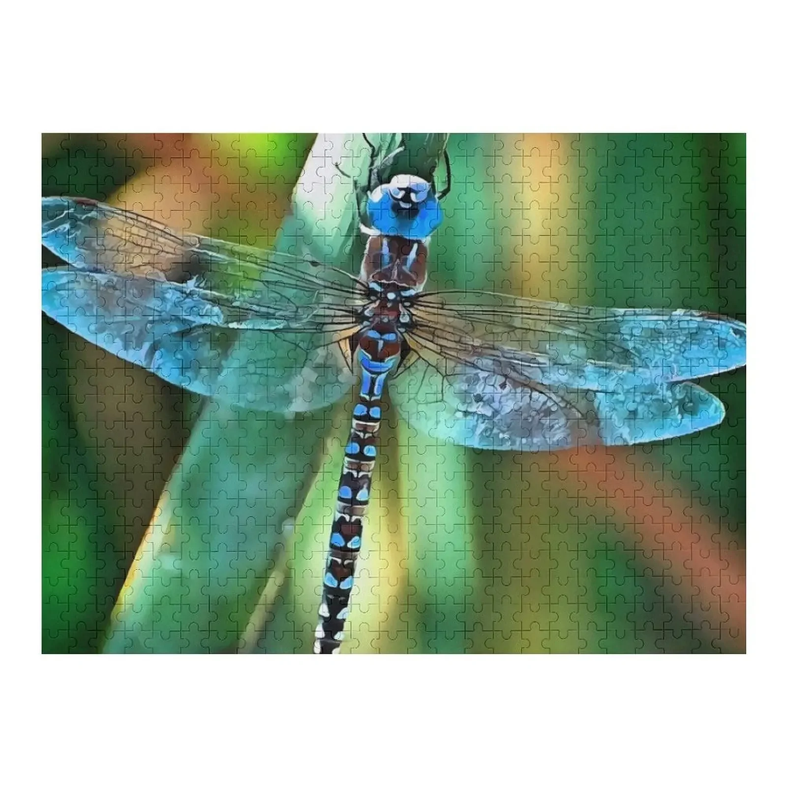 Fantasy Dragonfly In Turquoise and Black Jigsaw Puzzle Picture Wood Adults Wooden Name Personalized Baby Object Puzzle