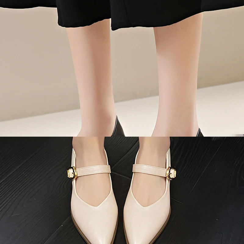 NEW Sexy Women Pointed Toe Sandals Shallow Dress Shoes Mid Heels Summer Fashion 2024 New Cozy Elegant Party Casual Pumps