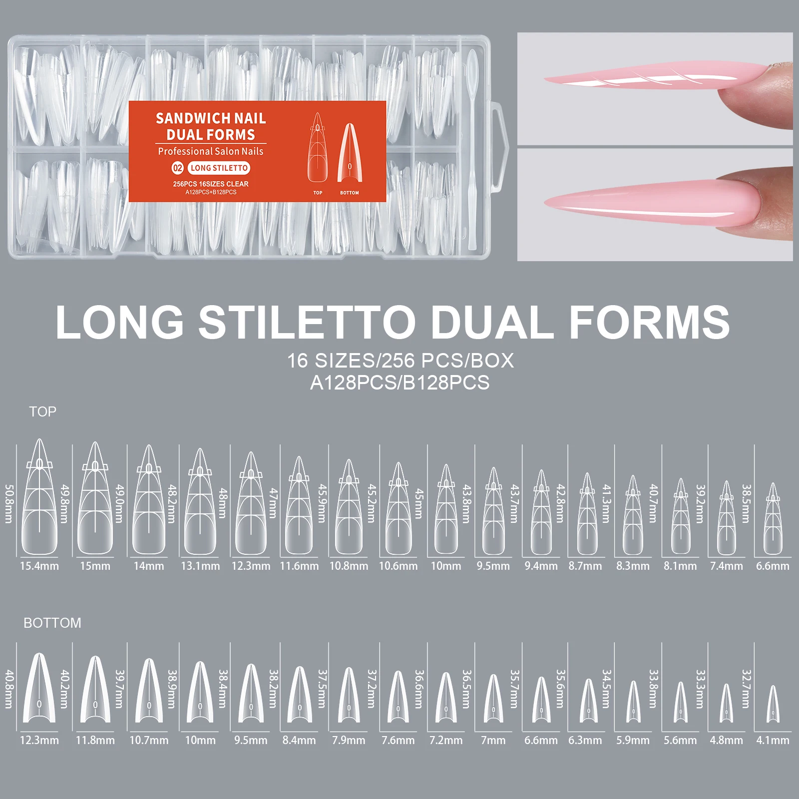 Professional Dual Nail Extension Forms 256 Pcs Kit Top Bottom Mold_voghion.com