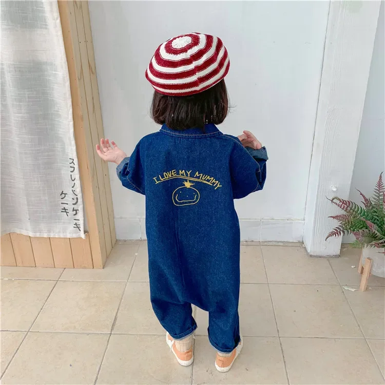 

Children Clothing Jumpsuit Autumn New Boys Girls Casual Letter Tooling Denim Baby Kids Clothes Japanes amp; Korean Style 1-7 Y