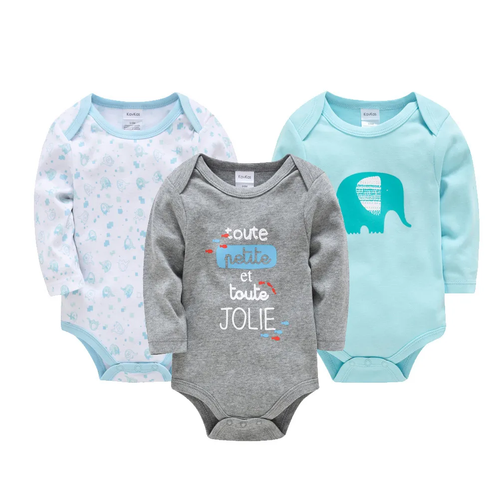 3PCS Baby Long Sleeve Cotton Bodysuits 1