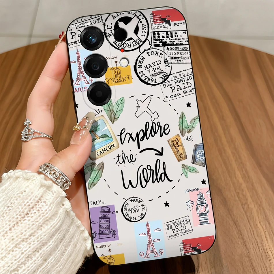 World Map Graffiti Matte Silicone Shockproof Soft Phone Case