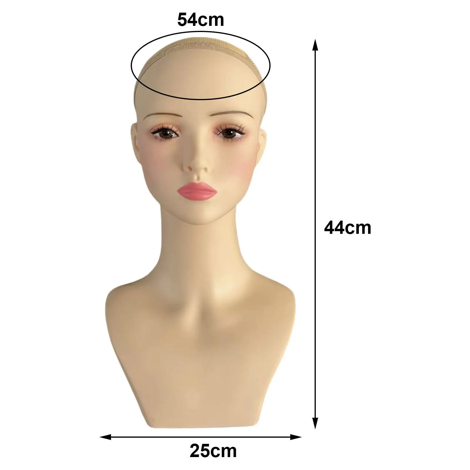 Female Bald Mannequin Head Earring Holes with Makeup Lightweight Female Head Rack for Wig Making Eyeglasses Hat Hair Styling Cap