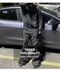 MIJKO Ribbons Slightly Stretch Baggy Flared Jeans for Men High Street Black Color Boom Cut Oversized Casual Denim Trousers 6